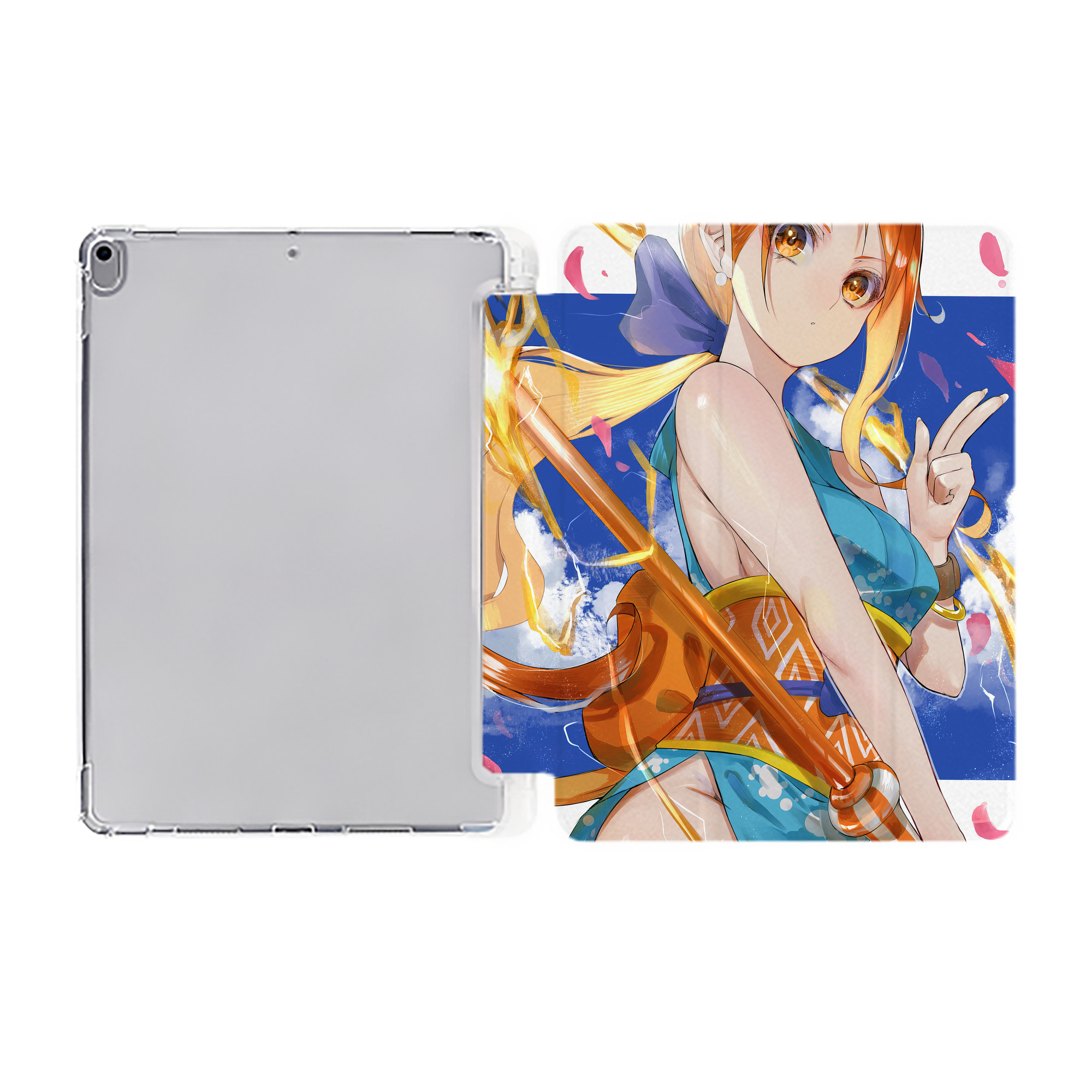 ワンピース ONE PIECE IPad ケース ペン収納付き 三つ折りスタンド PUレザー×シリコン 対応機種9.5/10.5/10.9インチ